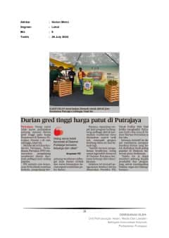 Durian gred tinggi harga patut di Putrajaya