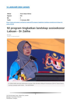 92 program tingkatkan landskap sosioekonor Labuan - Dr Zaliha