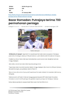 Bazar Ramadan: Putrajaya terima 700 permohonan peniaga