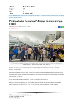 Peniaga bazar Ramadan Putrajaya diumum minggu depan