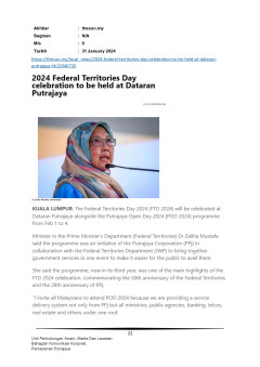 2024 Federal Territories Day celebration to be held at Dataran Putrajaya