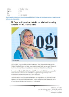 Federal Territories Department will provide details on Madani housing scheme for KL, says Zaliha