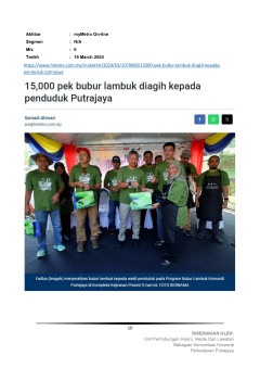 15,000 pek bubur lambuk diagih kepada penduduk Putrajaya