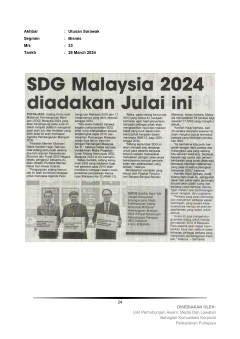 SDG Malaysia 2024 diadakan Julai ini