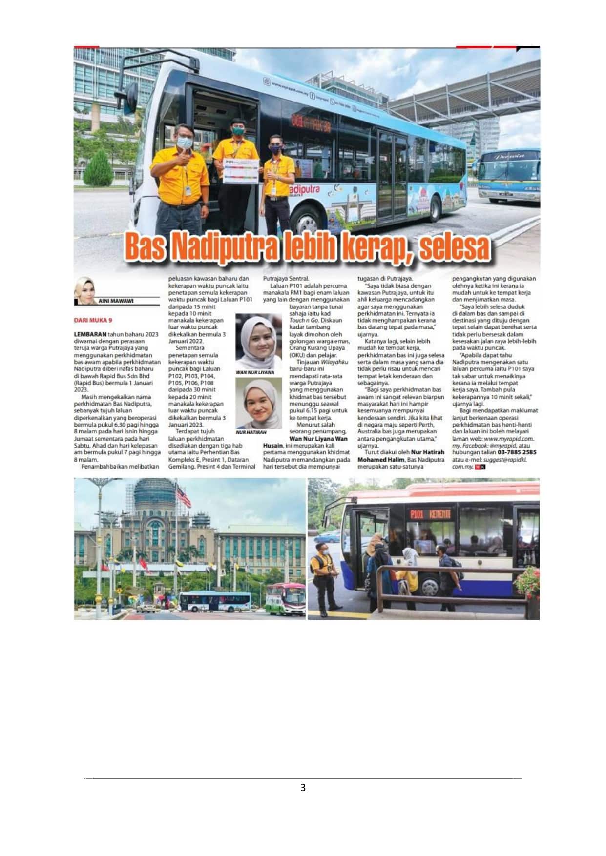 Bas Nadiputra lebih kerap, selesa