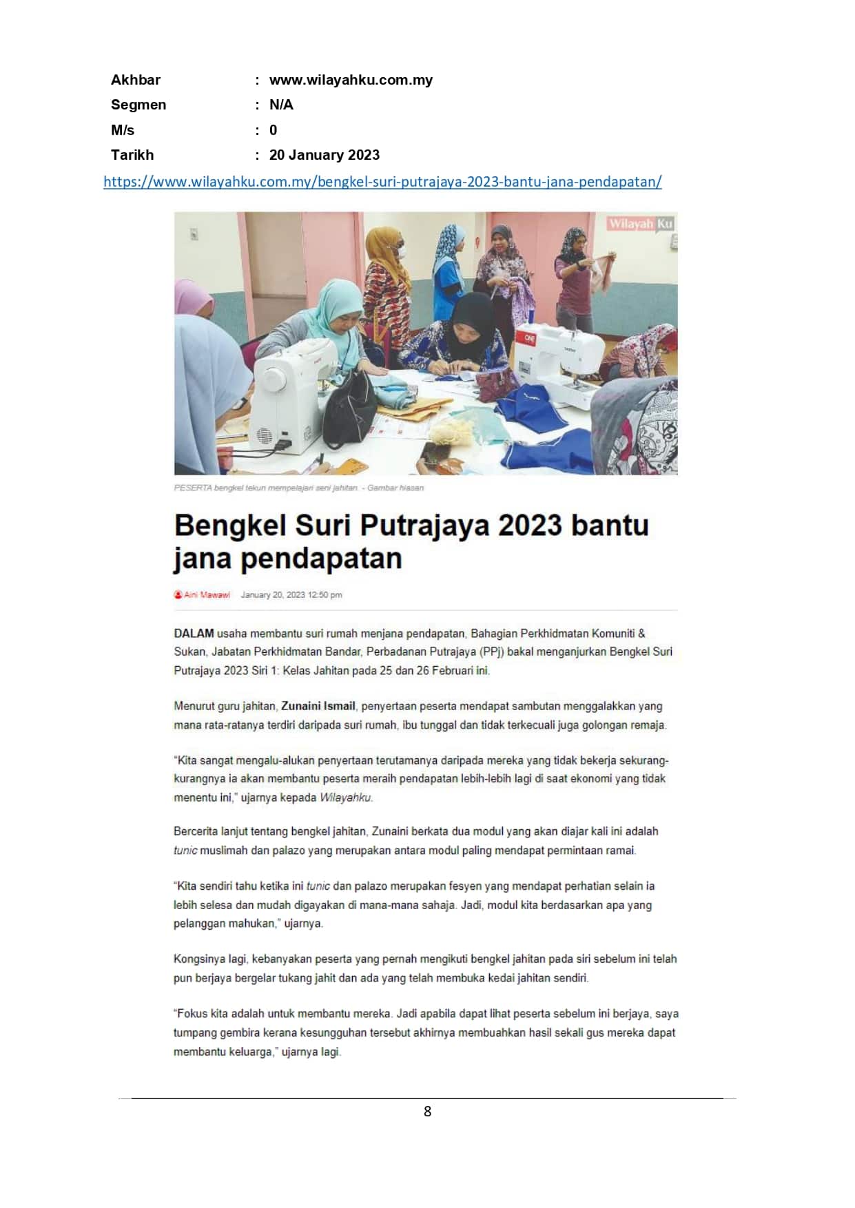 Bengkel Suri Putrajaya 2023 bantu jana pendapatan