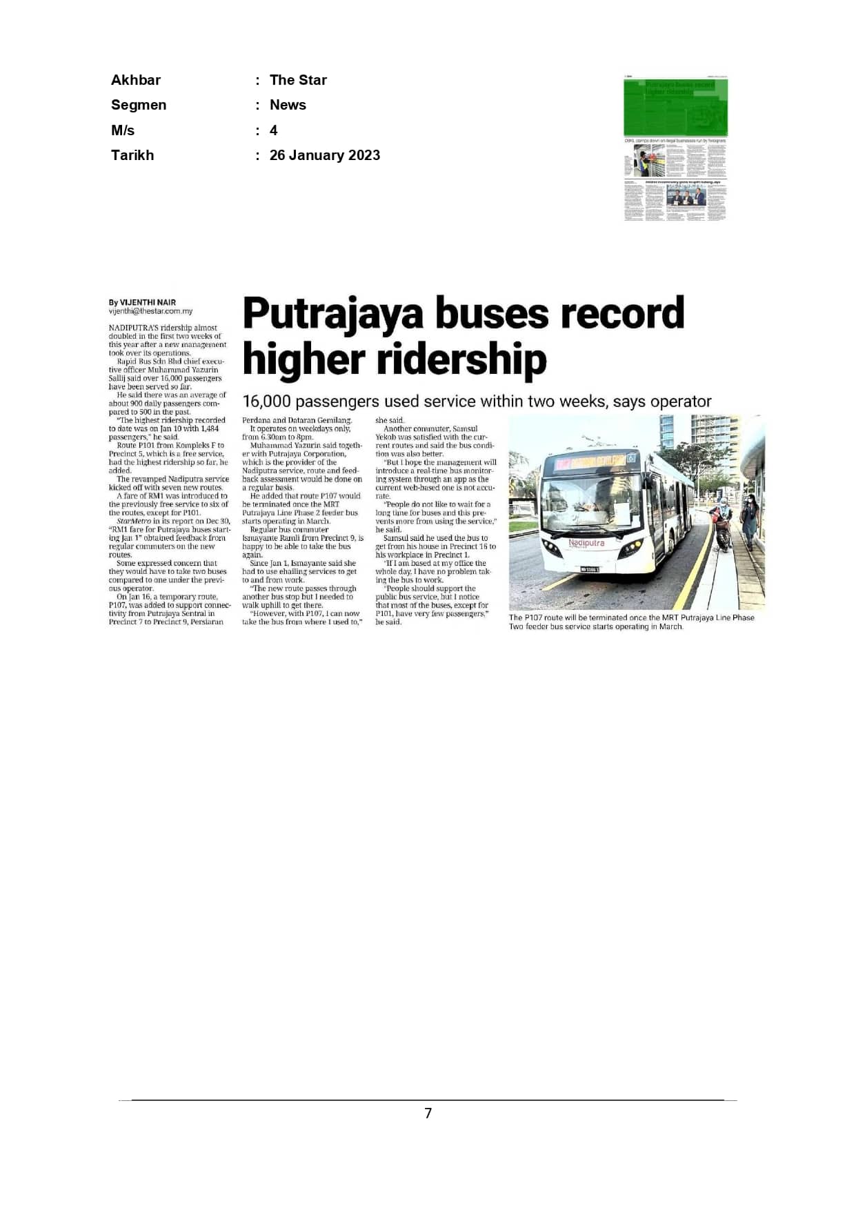 Putrajaya buses record higher ridership