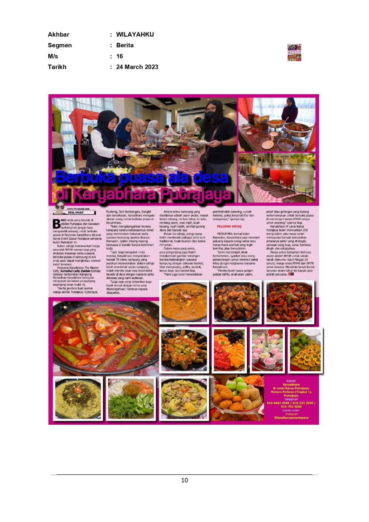 Berbuka puasa ala desa di Karyabhara Putrajaya