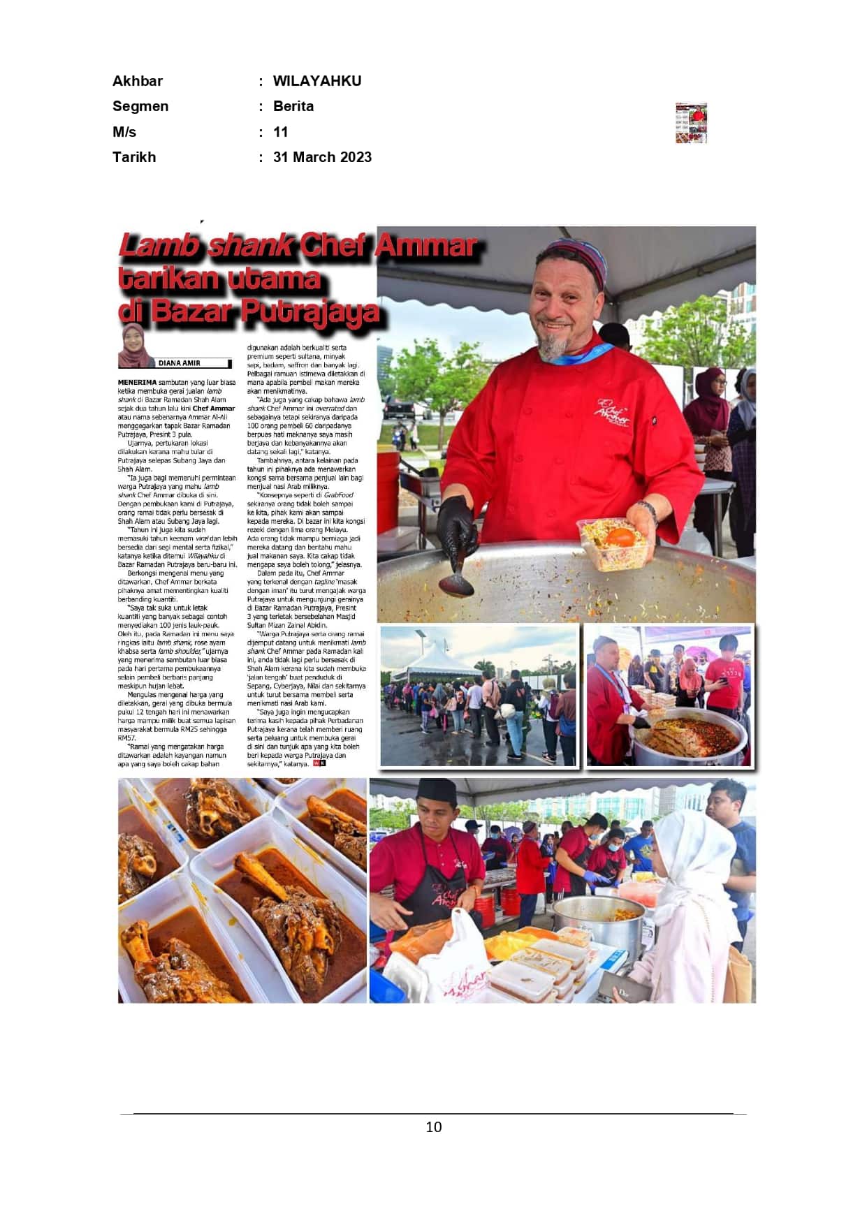 Lamb Shank chef Ammar tarikan utama di Bazar Putrajaya