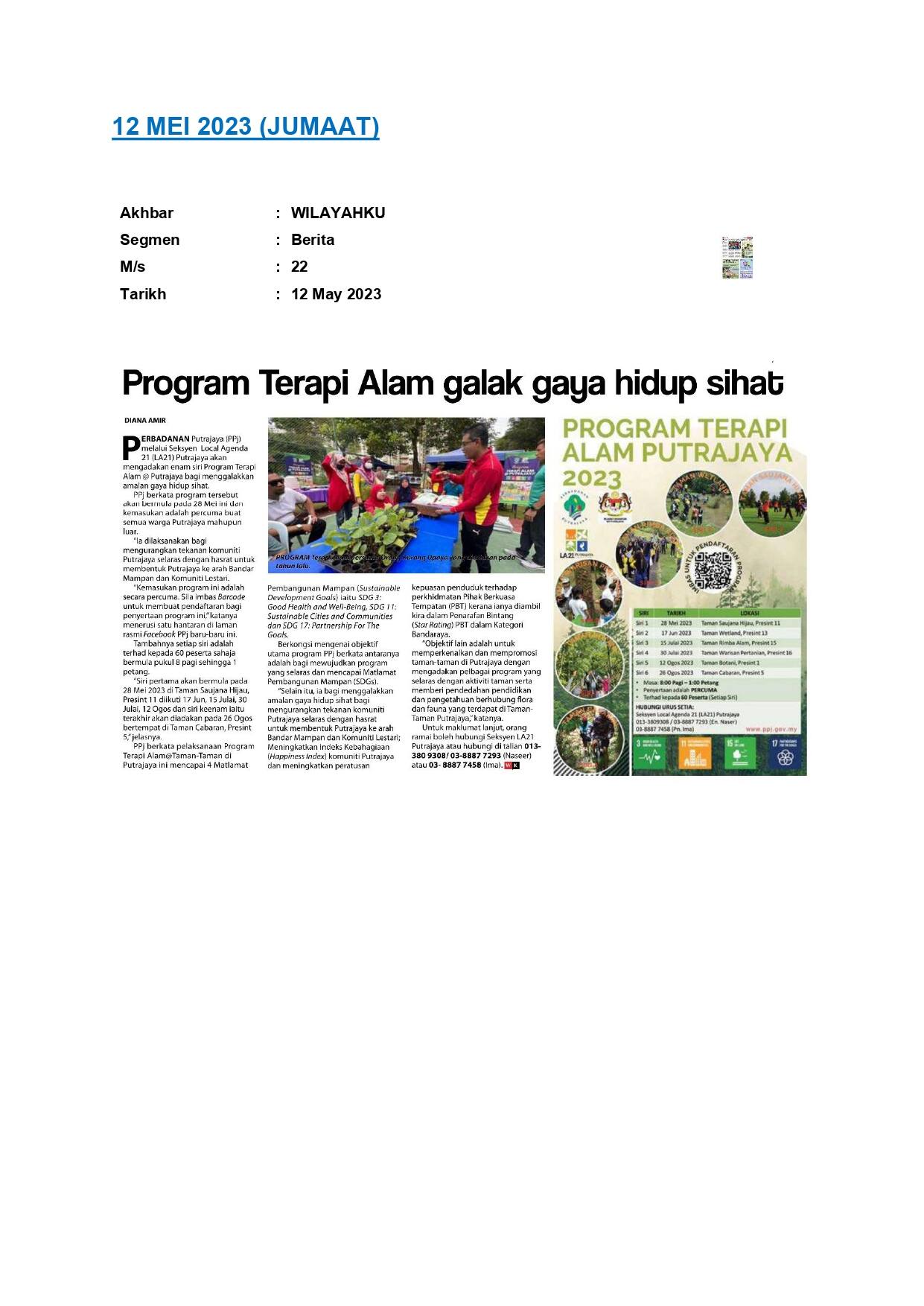 Program terapi alam galak gaya hidup sihat