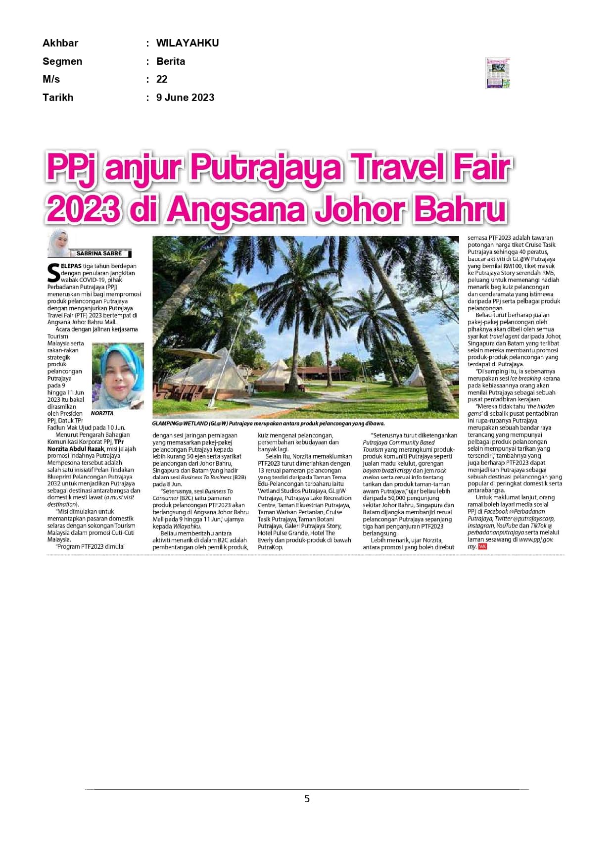 PPj Anjur Putrajaya Travel Fair 2023 Di Angsana Johor Bahru