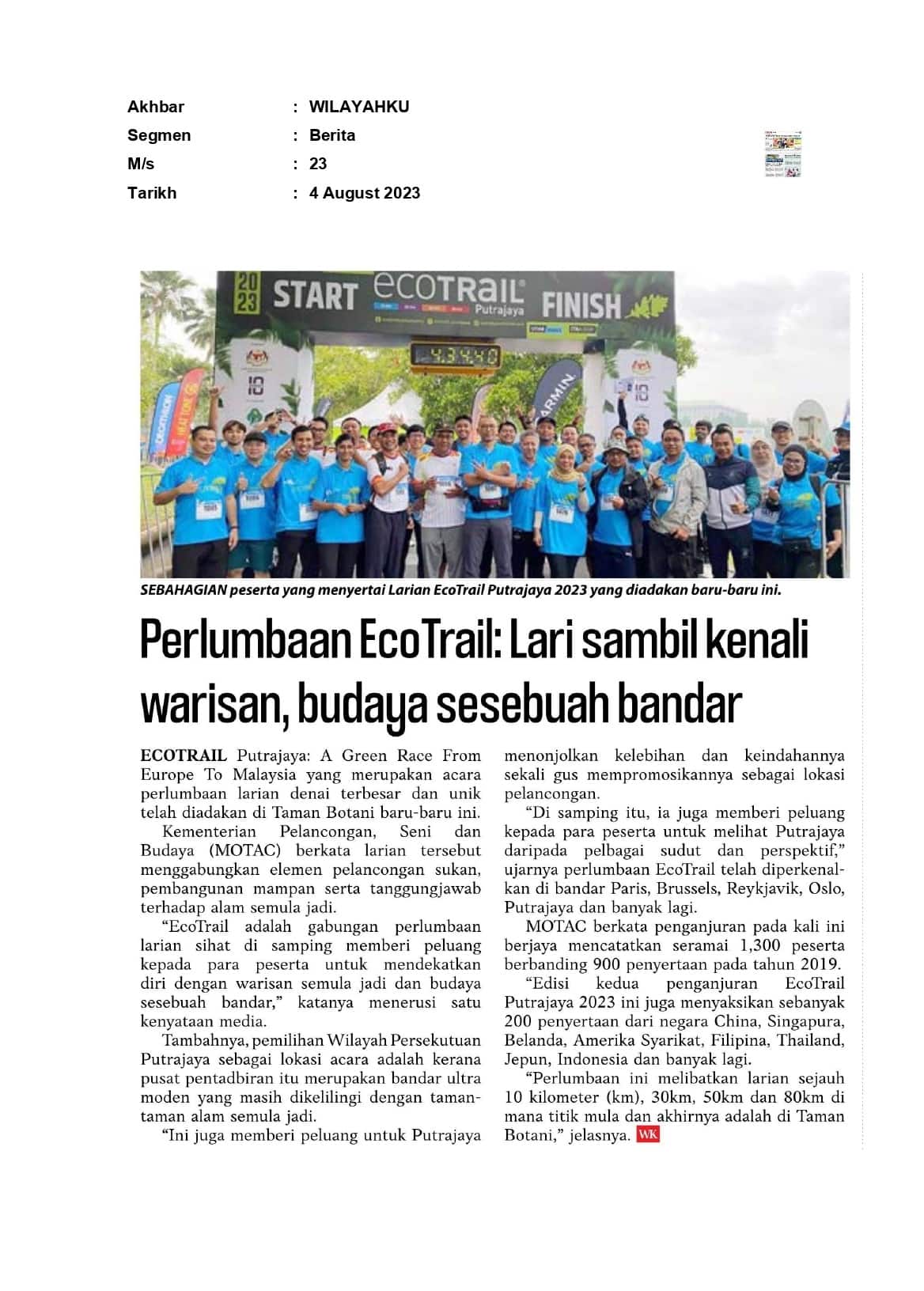 Perlumbaan EcoTrail: Lari sambil kenali warisan, budaya sesebuah bandar
