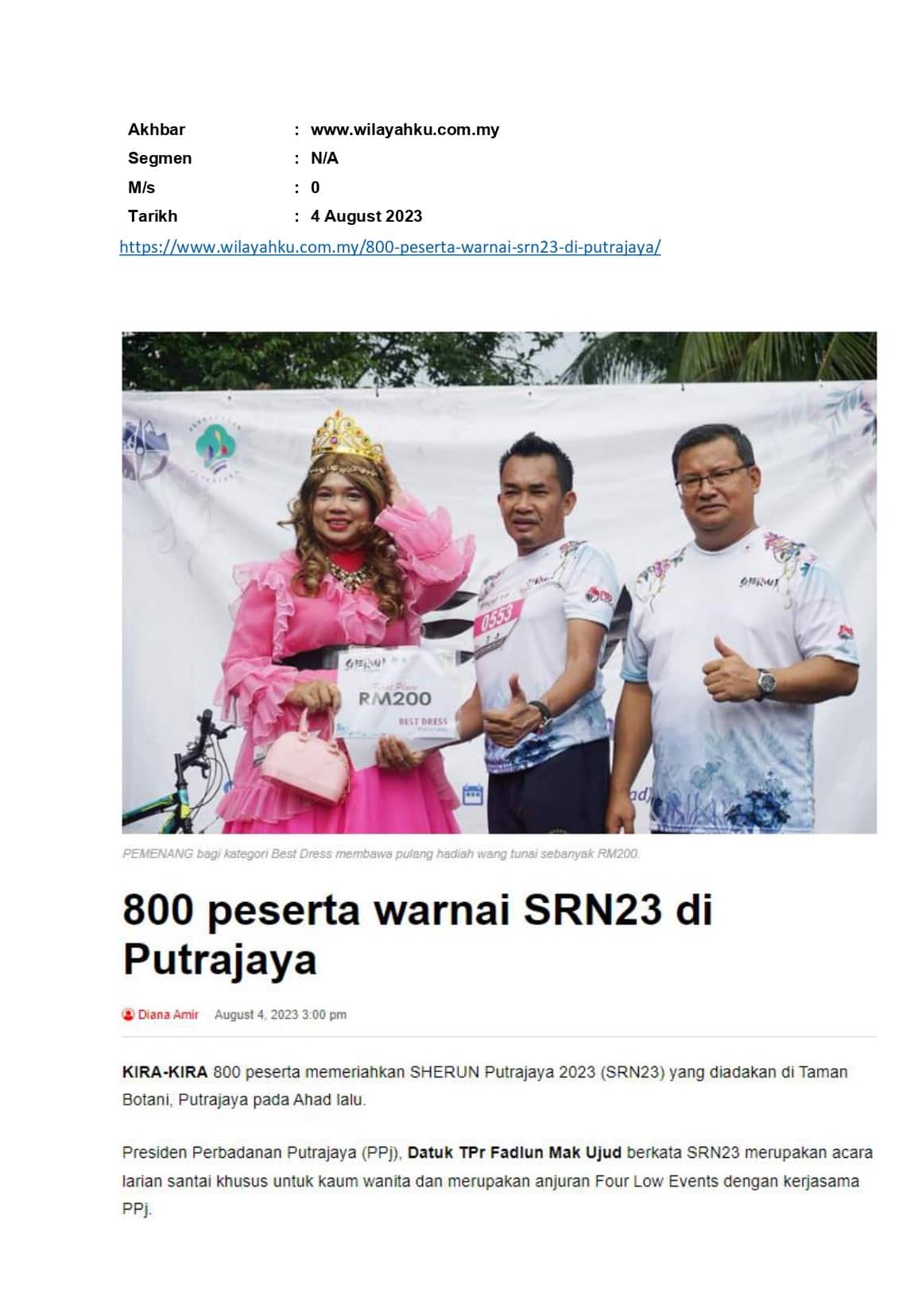 800 Peserta warnai SRN23 di Putrajaya