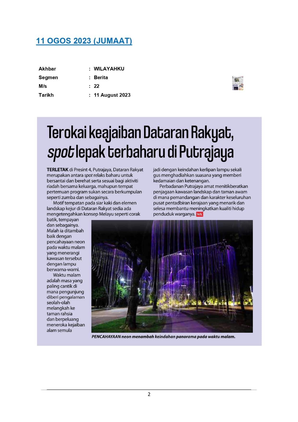 Terokai keajaiban Dataran Rakyat Spot lepak terbaharu di Putrajaya