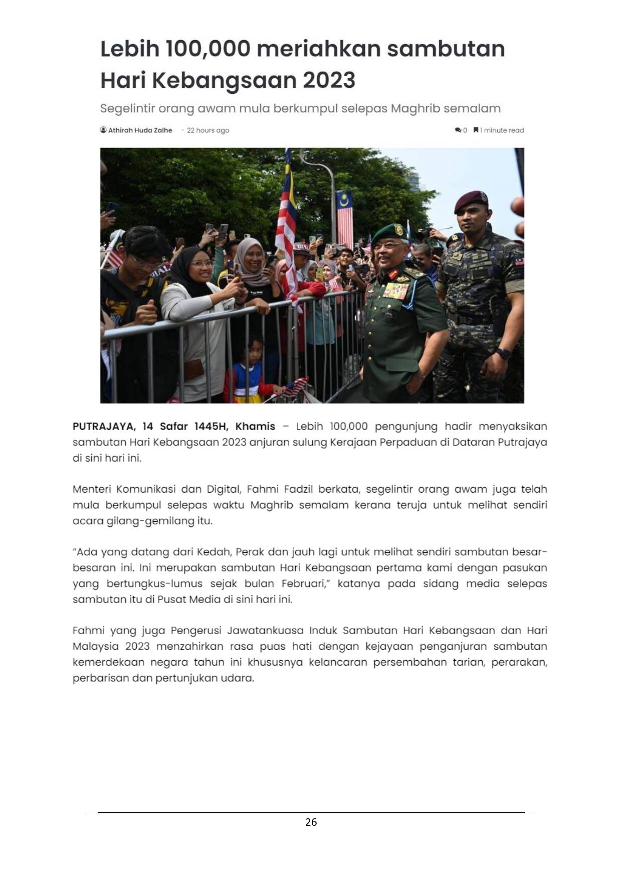 Lebih 100,00 meriahkan sambutan Hari Kebangsaan 2023