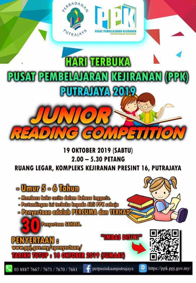 Pertandingan Junior Reading Competition Sempena Hari Terbuka Pusat Pembelajaran Kejiranan (PPK) Putrajaya 2019