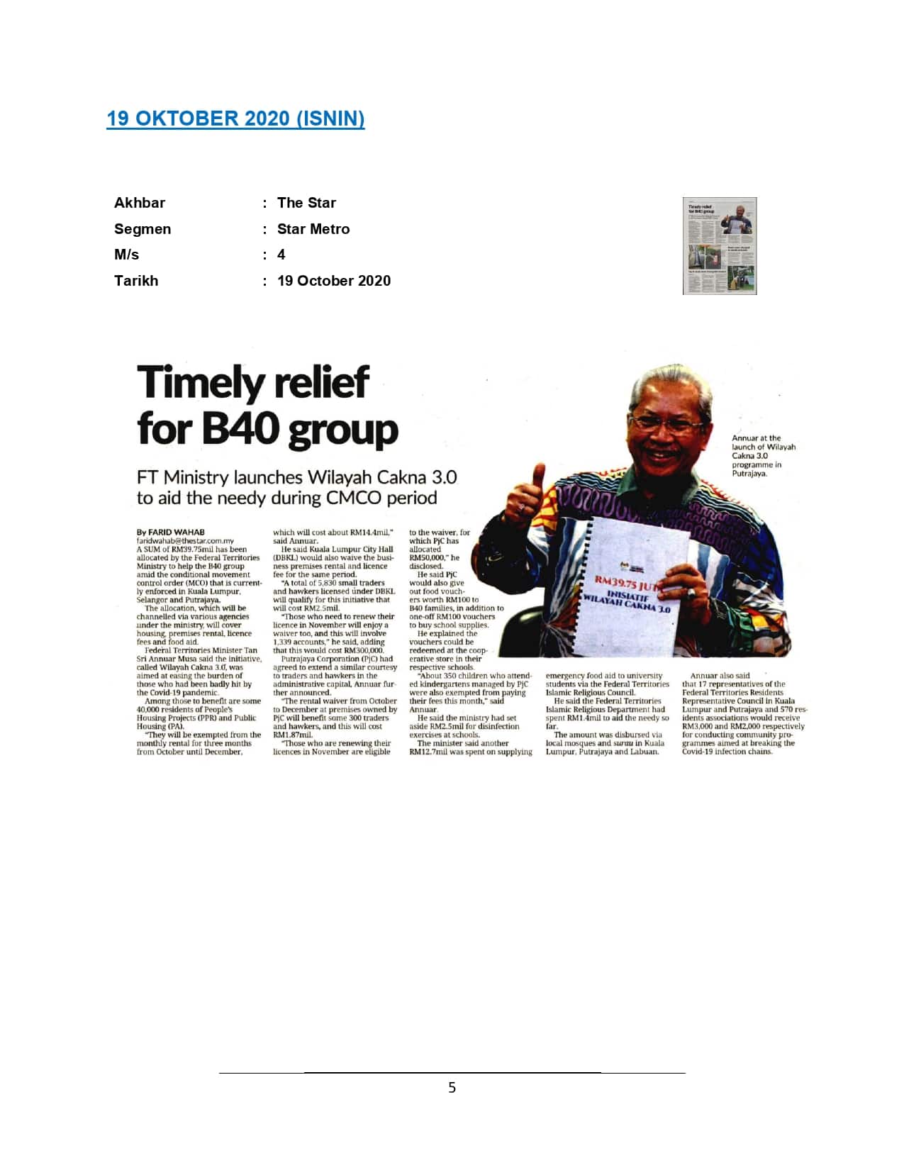 Timely relief for B40 group