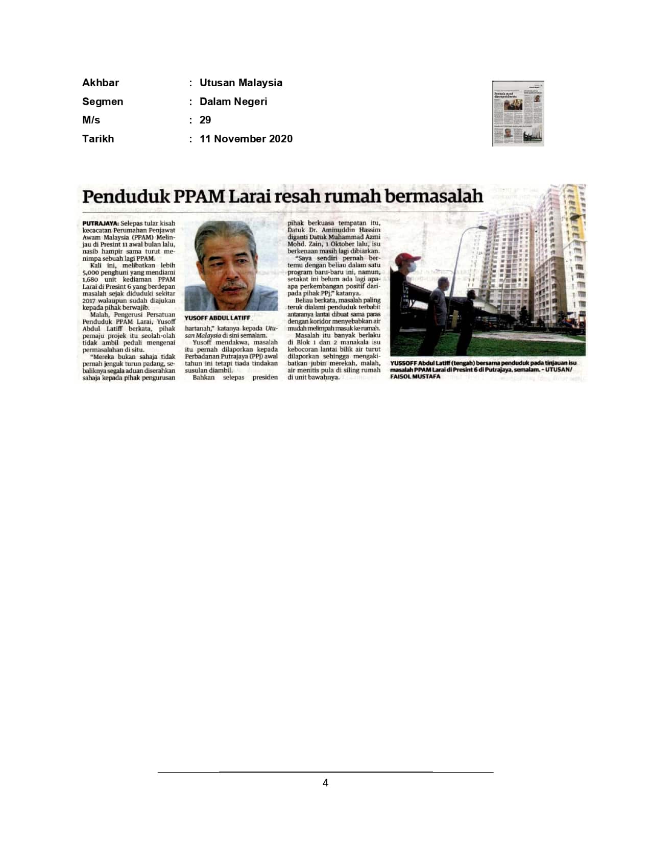 Penduuk PPAM larai resah rumah bermasalah