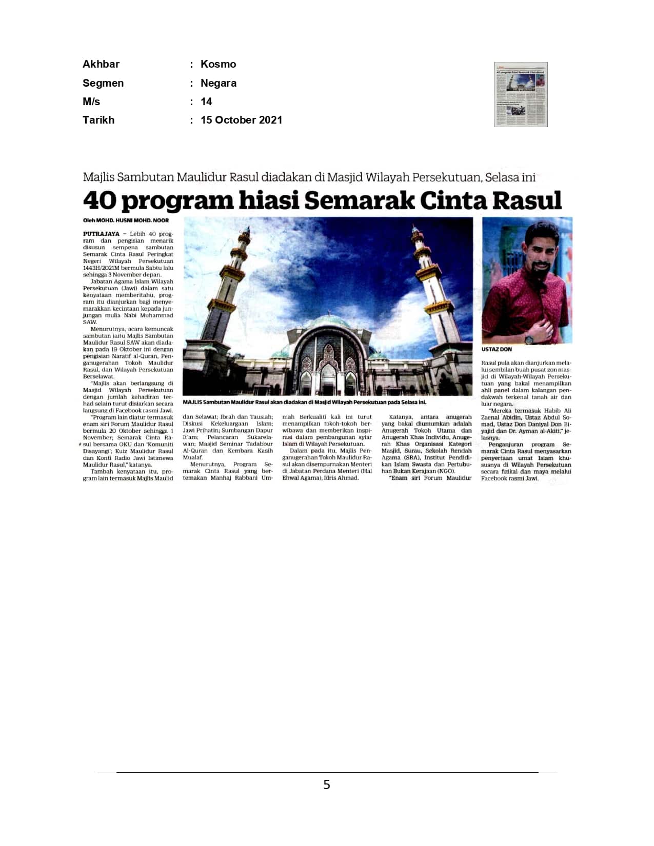 40 Program hiasi Semarak Cinta Rasul