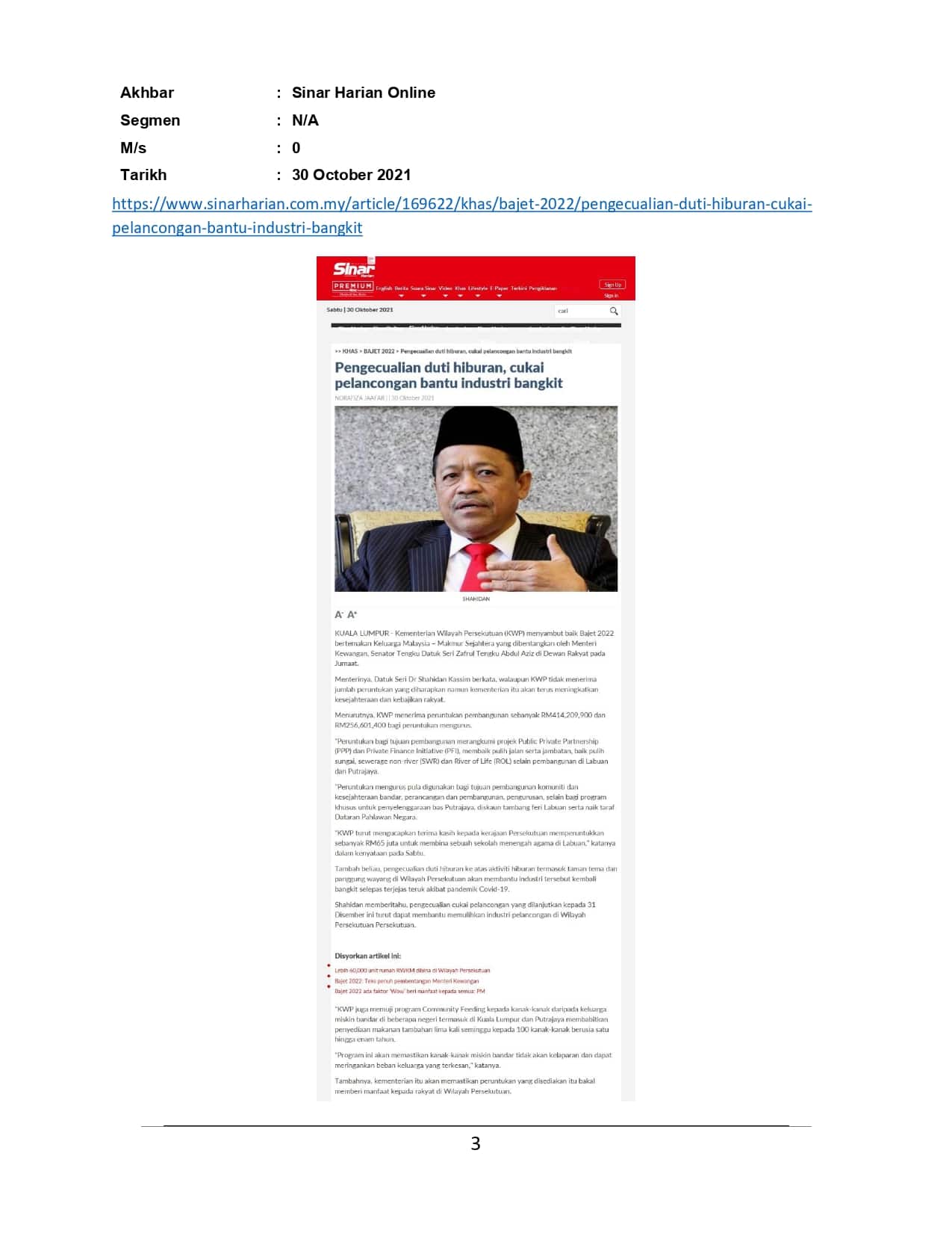Pengecualian duti hiburan, cukai pelancongan bantu industri bangkit